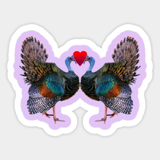 Ocellated Turkey Heart Pair Sticker